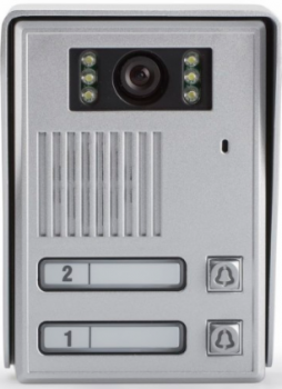 Bramofon 2-przyciskowy, natynkowy, wandaloodporny,  6 diód LED IR, Srebrny, VIDOS